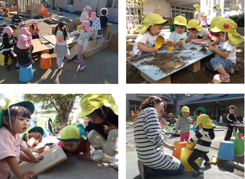 屋外で遊ぶ子どもたち